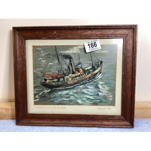 166 - N Brewster-Original Pastel of Scottish Steam Drifter Rochomie 1988