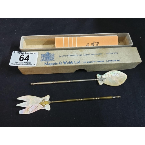 64 - Mother of Pearl Caviar Fork & Spoon-Possibly by Mappin Webb