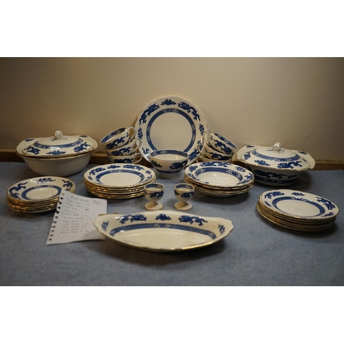 204 - Large Royal Cauldon Blue Dragon Dinner Service