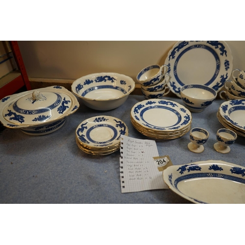 204 - Large Royal Cauldon Blue Dragon Dinner Service