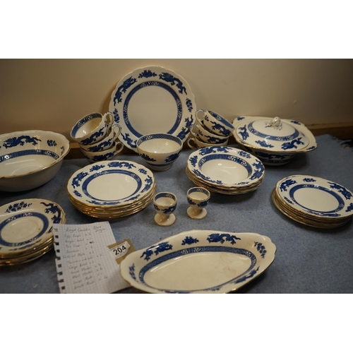 204 - Large Royal Cauldon Blue Dragon Dinner Service