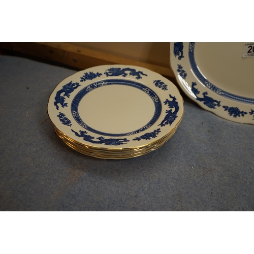 205 - Royal Couldon Blue Dragon- 5 Large Plates, 6 Small Plates, 1 Oval Platter