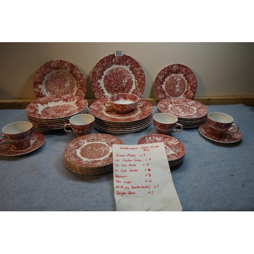 211 - Woods Ware by Enoch Wood Red Dinner Service