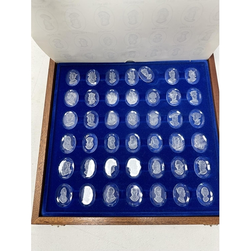 348 - Danbury Mint-Royal Crystal Cameos-Collection of 42 Kings and Queens Crystal Cameos  with Certificate... 