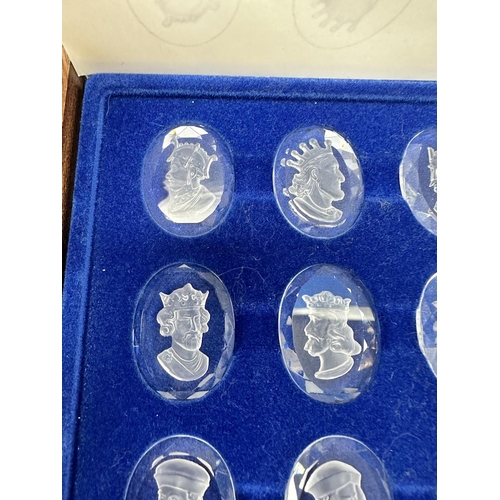 348 - Danbury Mint-Royal Crystal Cameos-Collection of 42 Kings and Queens Crystal Cameos  with Certificate... 