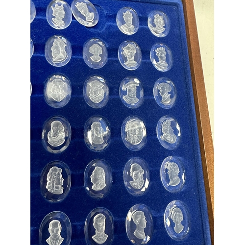 348 - Danbury Mint-Royal Crystal Cameos-Collection of 42 Kings and Queens Crystal Cameos  with Certificate... 