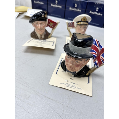 354 - Royal Doulton:The Heroic Leaders-Ltd Edition Set of 3 Character Jugs consisting of: Winston Churchil... 