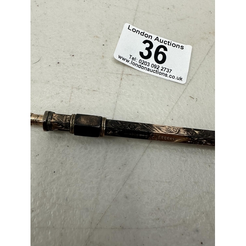 36 - Victorian Yellow Metal Mechanical Pencil