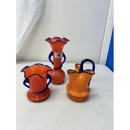 46 - 3 Pieces of 1930s Bohemian Tango Glass