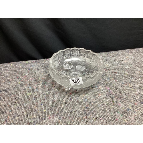 498 - Very Good Quality Crystal Bowl on 3 Feet