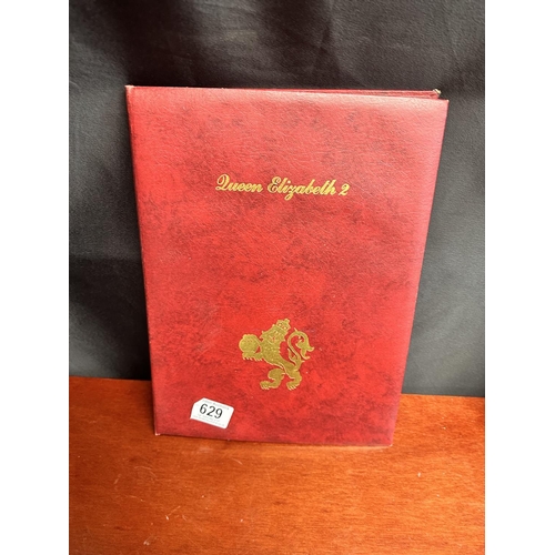 508 - Red Leather Folder from The Queen Elizabeth II Ship