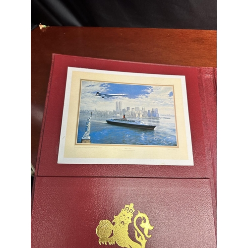 508 - Red Leather Folder from The Queen Elizabeth II Ship