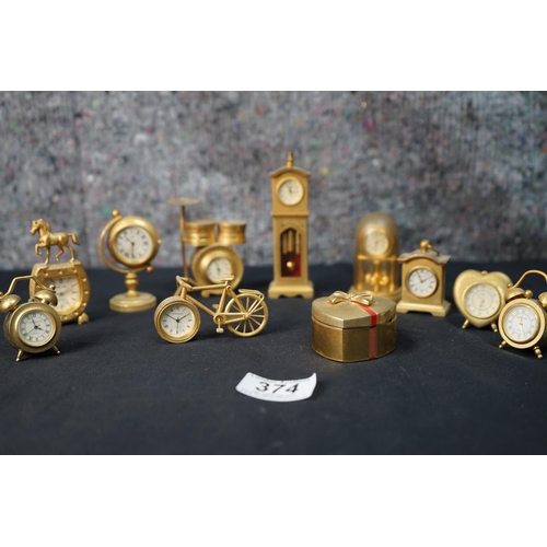Collection of Miniature Brass Clocks