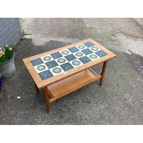 540 - Mid Century Tile Top Teak Coffee Table