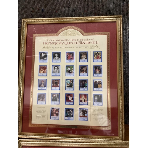 141 - Good Lot of Framed Queen Elizabeth Commemorative Stamps