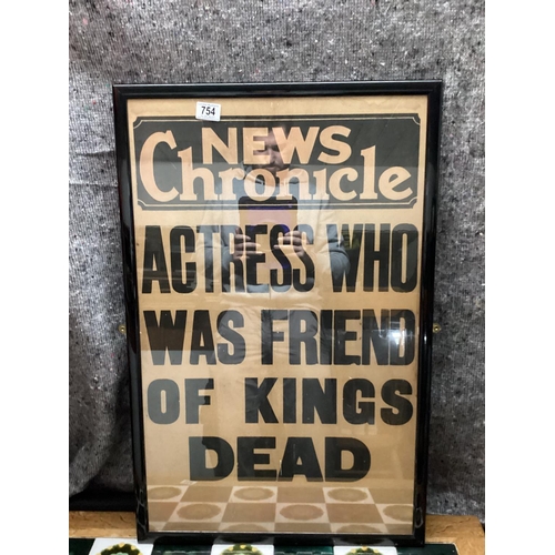 157 - Vintage Newspaper News stand Headline Sheet