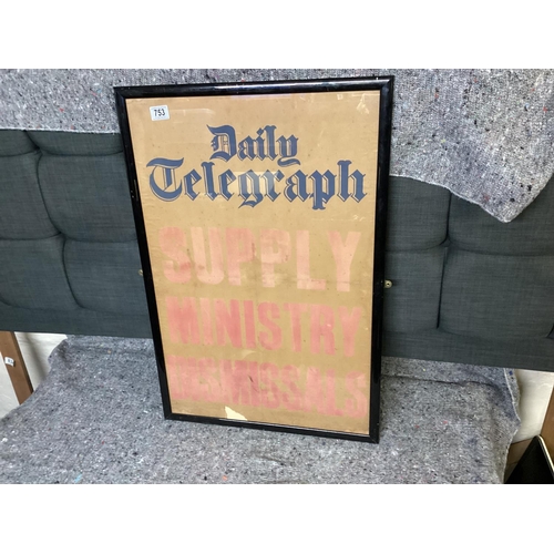 161 - Vintage Newspaper News stand Headline Sheet