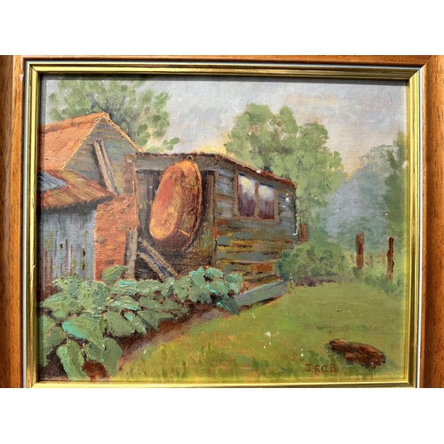 542 - John Boardman-Oil on Board-titled The Tin Bath at Dedham Hill