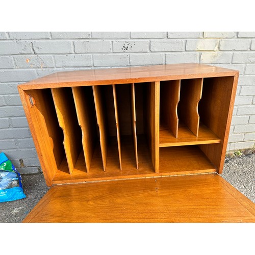 123 - Unusual Chinese Style Mid Century Teak Record Cabinet