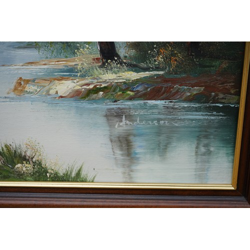 32 - Framed Original Signed Oil on Canvas Waterfall Scene  (66cm x 57cm)