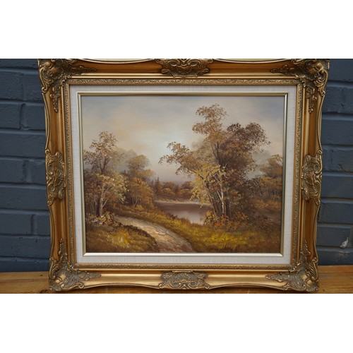 81 - Framed Original Signed Oil on Canvas Landscape Scene  (66cm x 57cm)