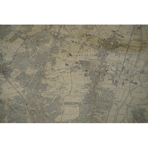 114 - 1920 Canvas Map Showing Literature Distribution Area of Christian Science Society, Wood Green