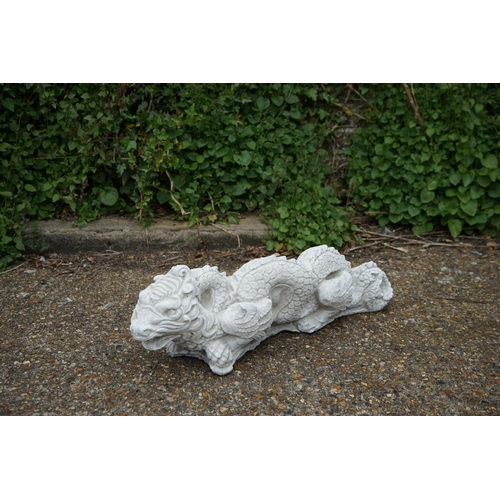 758 - Cast Concrete Garden Statuary-Chinese Dragon 60cm x 20cm