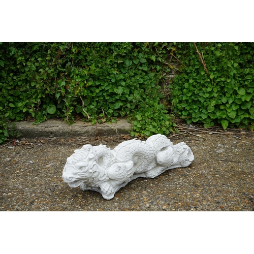 758 - Cast Concrete Garden Statuary-Chinese Dragon 60cm x 20cm