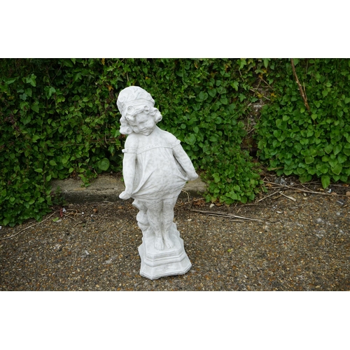 766 - Cast Concrete Garden Statuary-Girl with Dress 57cm