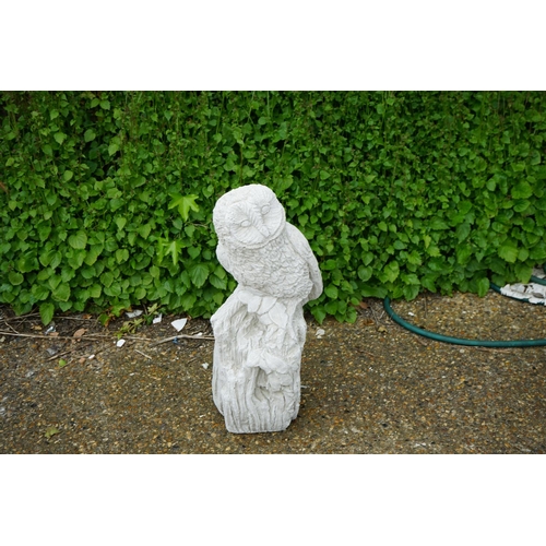 767 - Cast Concrete Garden Statuary-Owl on a Tree 54cm