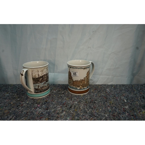45 - A pair of limited edition Shand Kydd pottery mugs-Greenwich & St Pauls