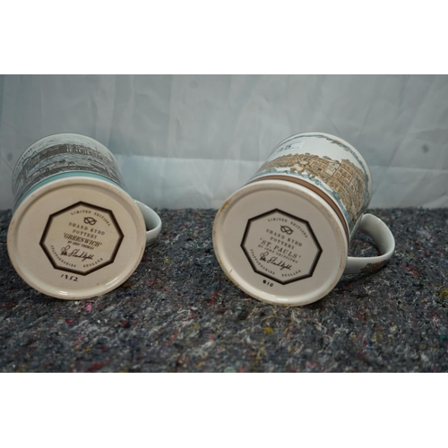 45 - A pair of limited edition Shand Kydd pottery mugs-Greenwich & St Pauls