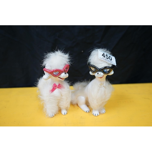 450 - Pair of Vintage Fur Dog Figurines