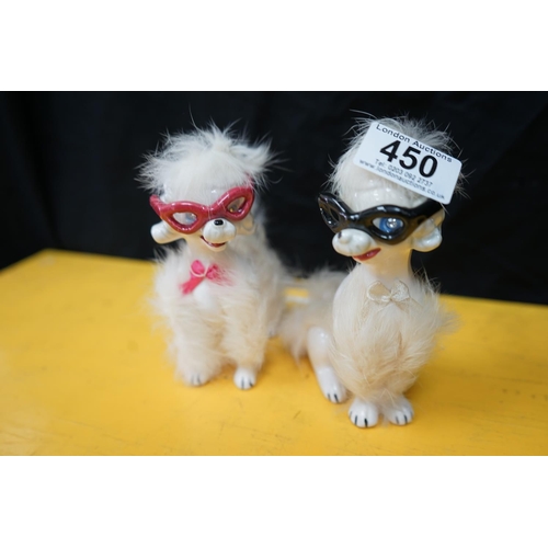 450 - Pair of Vintage Fur Dog Figurines