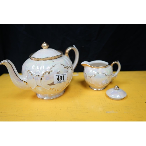 481 - Sadler Pearlescant Teapot and Milk Jug