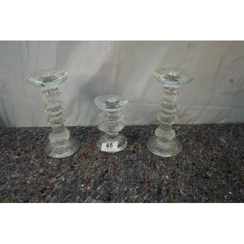 65 - Set of Vintage Littala Festivo Glass Candlesticks