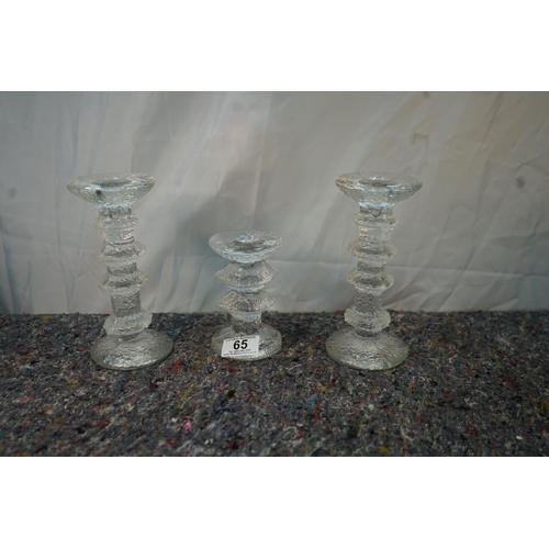 65 - Set of Vintage Littala Festivo Glass Candlesticks
