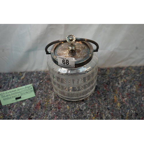 68 - Victorian Glass/Silver Plate Biscuit Barrel