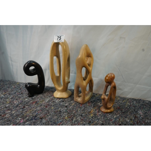 75 - Group of Carved Soapstone etc Sculptures