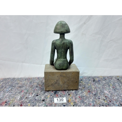 130 - Seated Bronze Lady on a Base