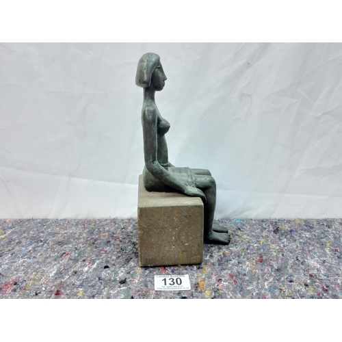 130 - Seated Bronze Lady on a Base