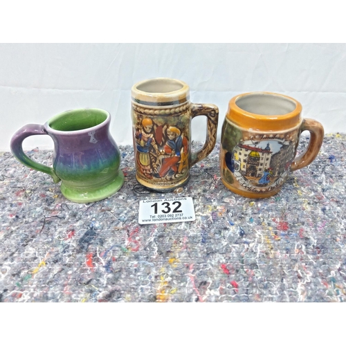 132 - Lot of 3 Miniature Tankards