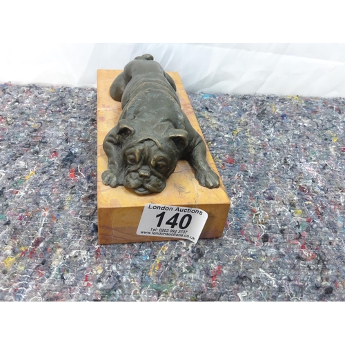 140 - Vintage German Bronze Laying Dog