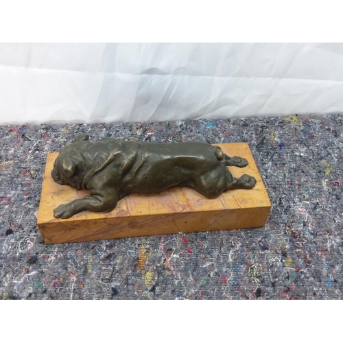140 - Vintage German Bronze Laying Dog