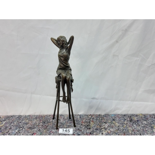 145 - After Pierre Collinet - Art Deco Style Seated Female Bronze Figurine