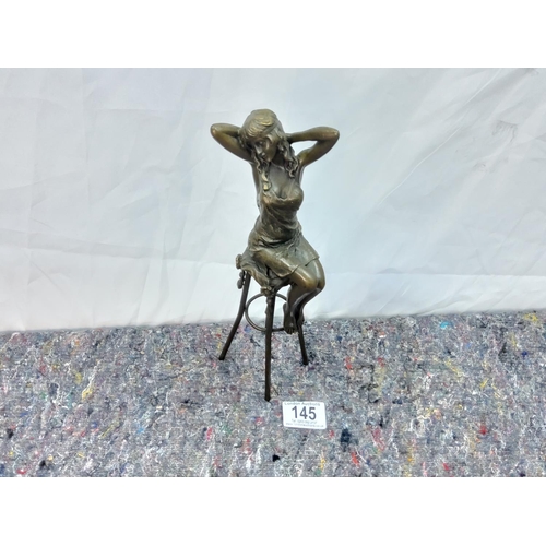 145 - After Pierre Collinet - Art Deco Style Seated Female Bronze Figurine