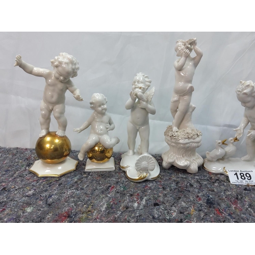 189 - A Good Collection of Mostly Gerold & Co Porcelain Cherub Figurines