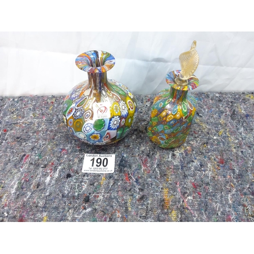 190 - Murano Millefiori Glass Vase (with sticker) & a Scent Bottle