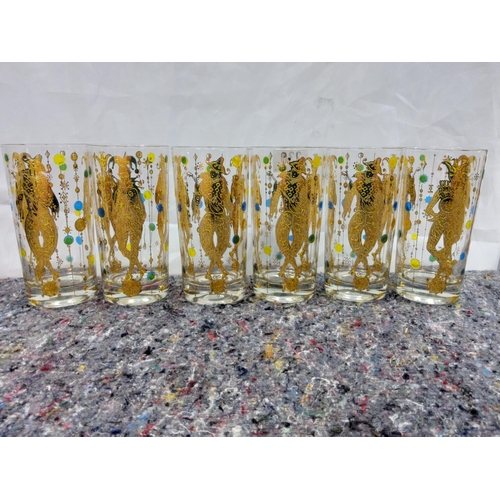 230 - Set of 6 1950s Culver-Mardi Grass Glasses