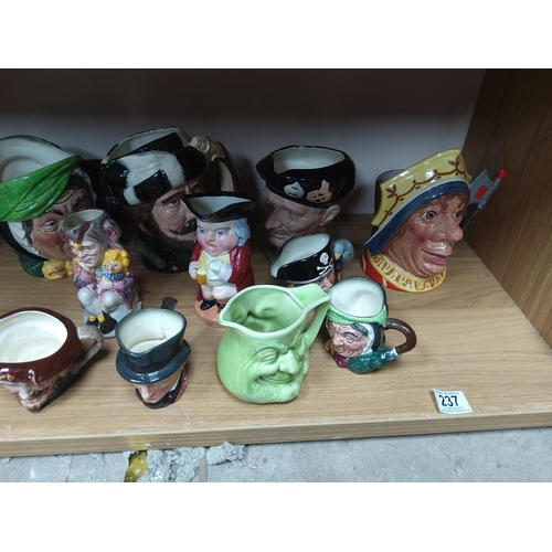 237 - Shelf of Various Royal Doulton Character Jugs